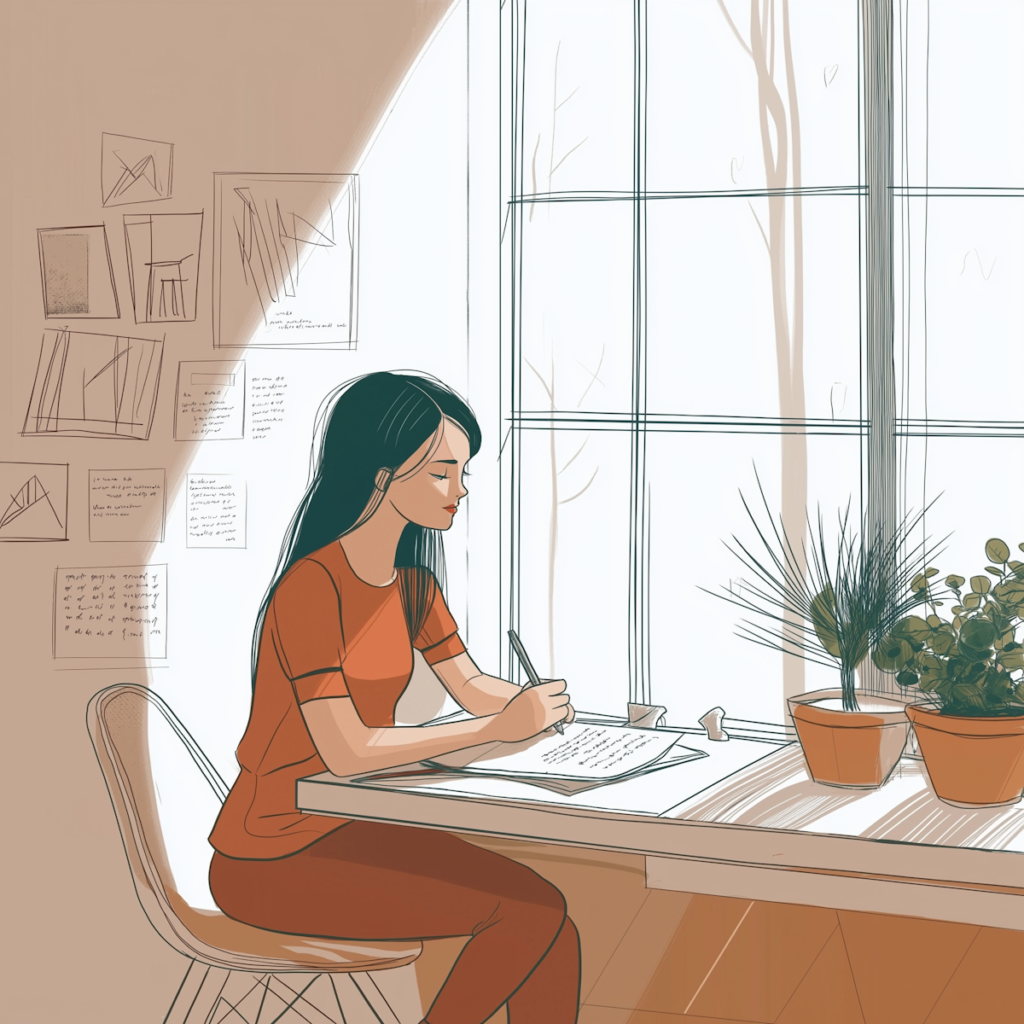 young woman writing